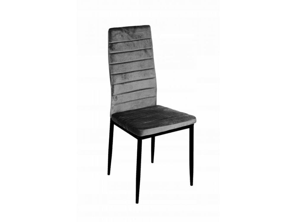 ShopJK Jedálenská stolička velvet black - tmavo šedá